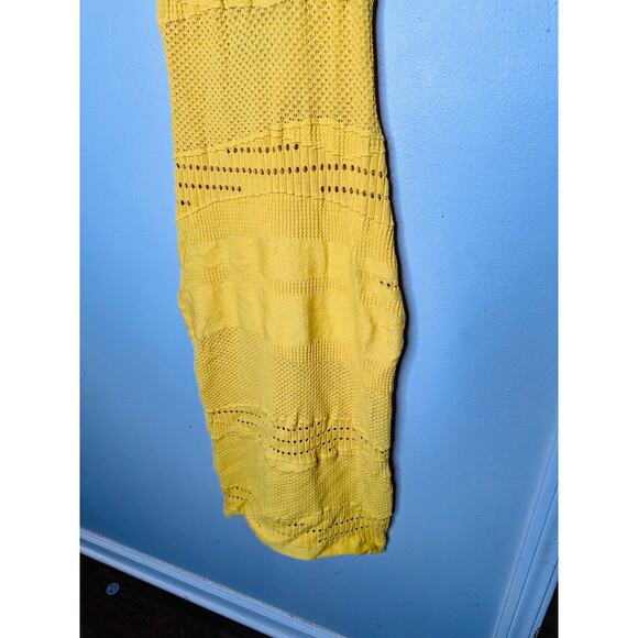 ESTEBAN CORTAZAR x RTR Yellow Knit Sweater Sleeveless Crochet Midi Dress Size XS - Picture 5 of 14